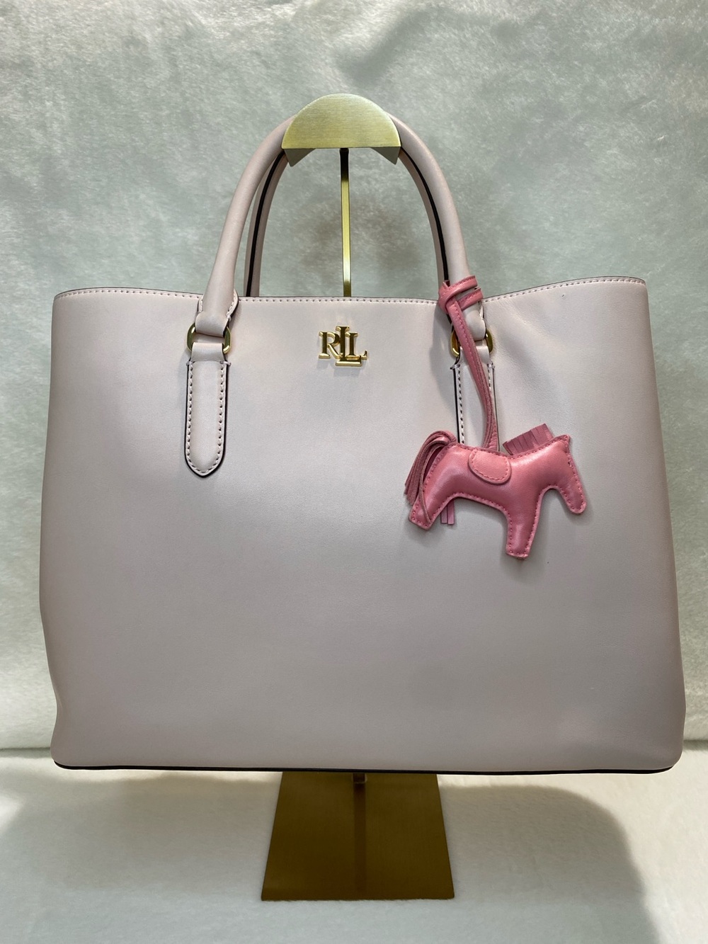 Ralph Lauren Blush Leather Tote with Pink Pony Charm